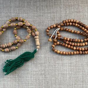 Handmade Religious Prayer Tasbeeh Brown Real wood Beads Pray Beads Lot of 2